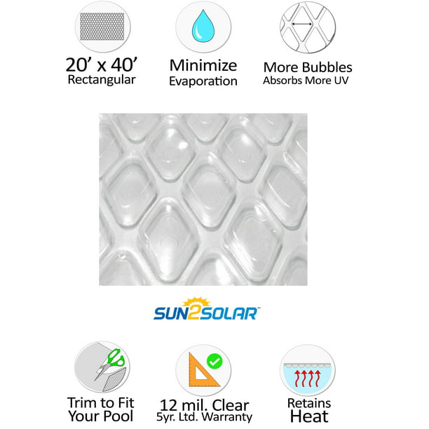16' x 24' Rectangle Clear Diamond Swimming Pool Solar Blanket Cover 12 Carat 